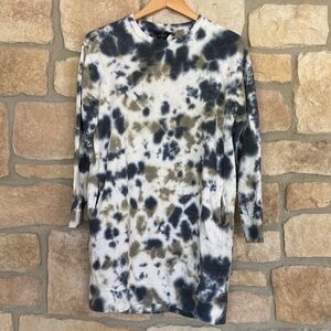 Kyodan Long Sleeve Tie-Dye sweatshirt Dress - Navy, khaki green and off white